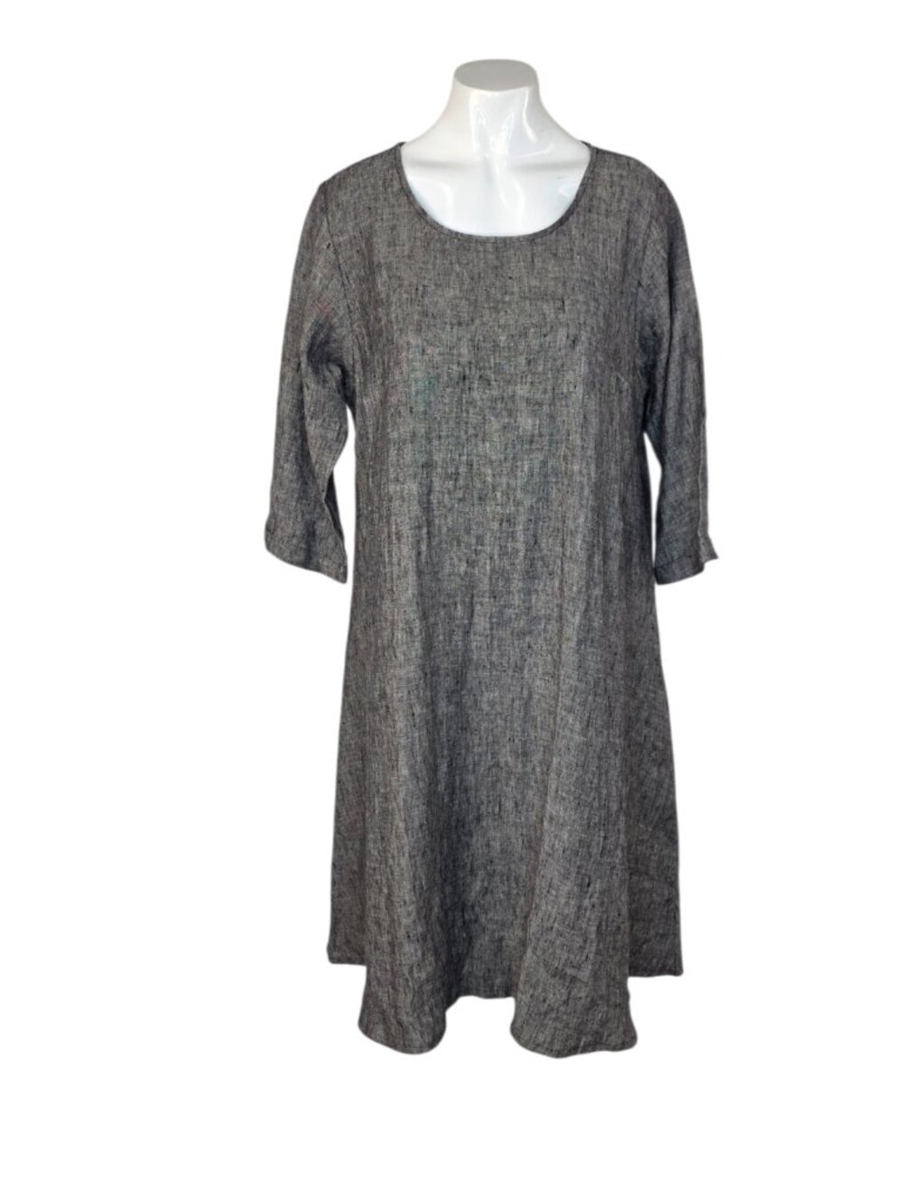 Pyne & Smith 100% European Flax Linen Dress, 3/4 Sleeves, Pockets, M , Lagenlook